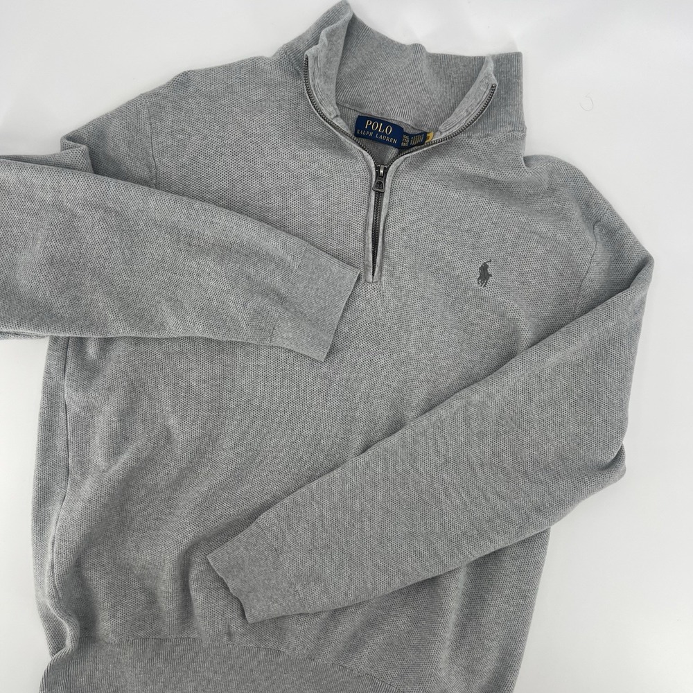 Polo by Ralph Lauren Light Gray Quarter-Zip Sweater